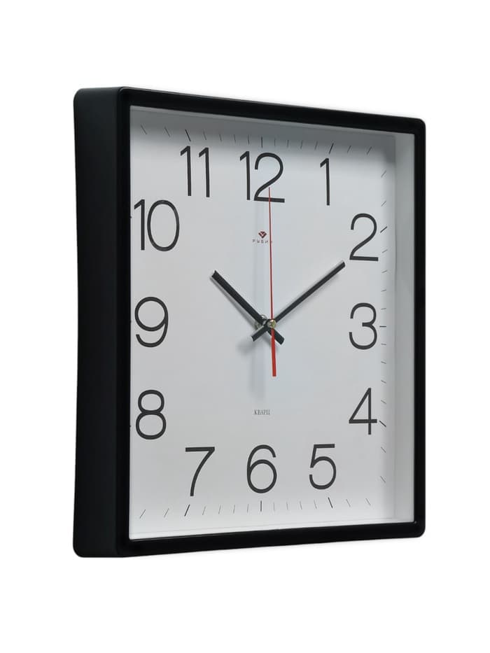 Часы настенные, интерьерные, бесшумные, 30×30 см, черные