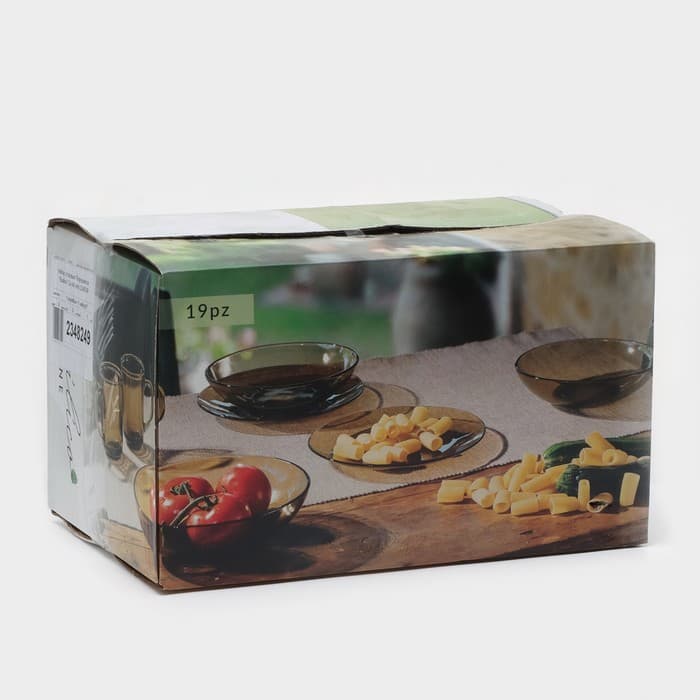 Набор столовый Basilico, 19 предметов, стекло, коричневый