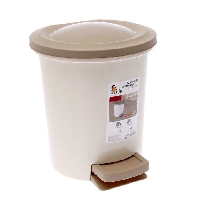 Ведро для мусора с педалью, 6 л, МИКС