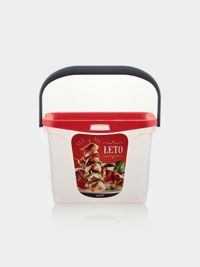 Контейнер для шашлыка c ручкой BEROSSI Leto, 6 л, пластик, прозрачный, крышка красная