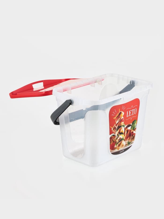 Контейнер для шашлыка c ручкой BEROSSI Leto, 6 л, пластик, прозрачный, крышка красная