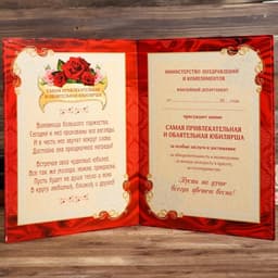 Диплом «Самая обаятельная и привлекательная юбилярша»