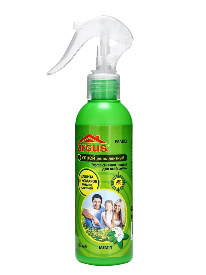 Спрей репеллентный от комаров, мошек, слепней, с курком "Argus" FAMILY, 200 мл