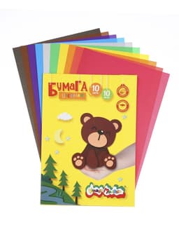 Бумага цветная А4, 10 листов, 10 цветов «Каляка-Маляка», в папке
