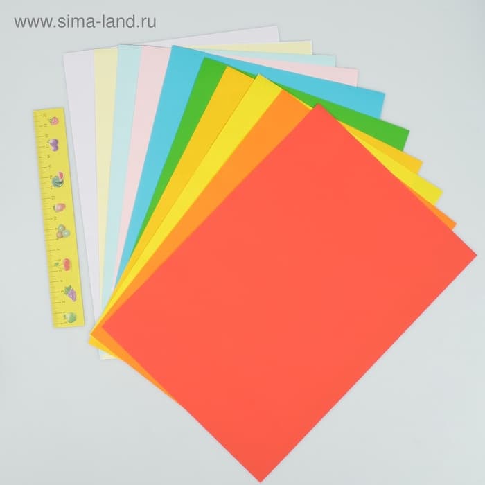 Бумага цветная двусторонняя А4, 12 листов, 12 цветов «Каляка-Маляка»