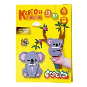 Картон цветной А4, 10 листов, 10 цветов «Каляка-Маляка», немелованный