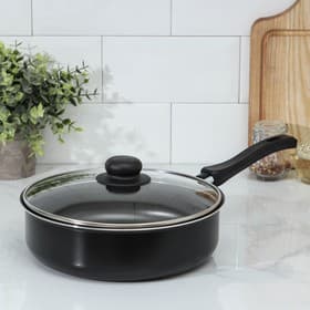 Сотейник Promo, 2.8 л, d=24 см, стеклянная крышка, антипригарное покрытие, алюминий, чёрный