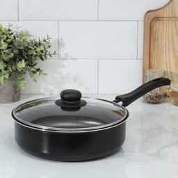 Сотейник Promo, 2.8 л, d=24 см, стеклянная крышка, антипригарное покрытие, алюминий, чёрный