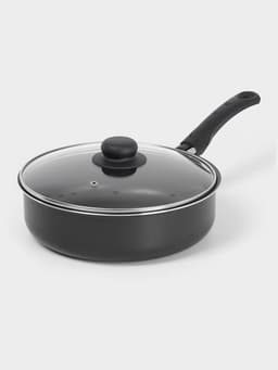 Сотейник Promo, 2.8 л, d=24 см, стеклянная крышка, антипригарное покрытие, алюминий, чёрный