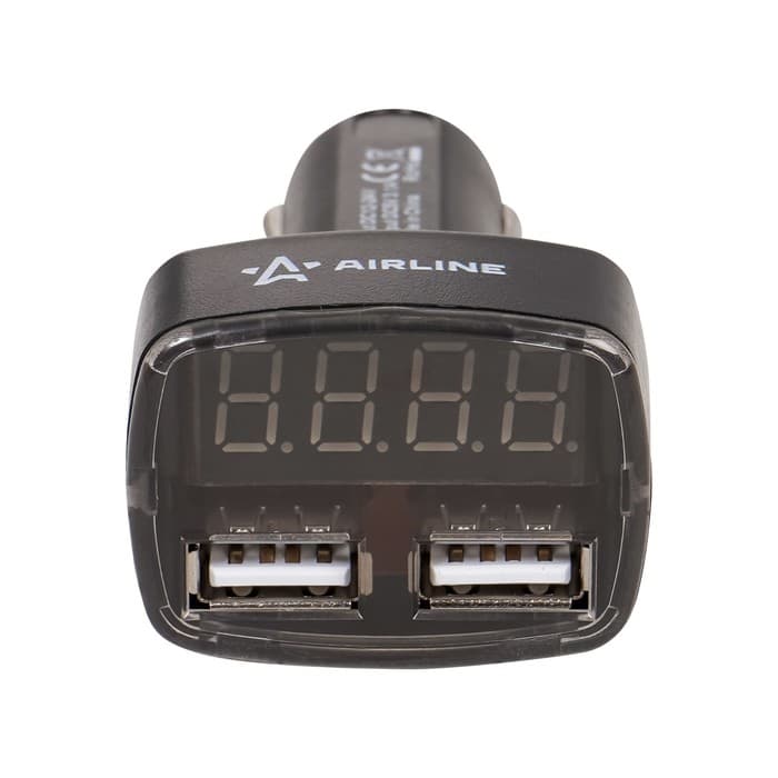 Вольтметр в прикуриватель 12-24 В + 2USB 3.1A Airline AVM-d=02