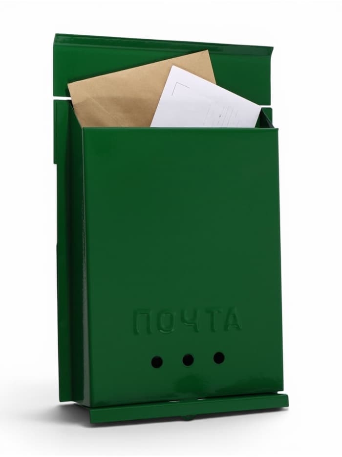 Ящик почтовый «Почта», вертикальный, без замка (с петлёй), зелёный