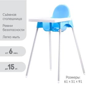 Стульчик для кормления пластиковый, голубой
