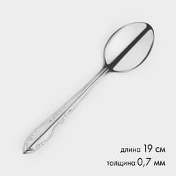 Набор столовых ложек из нержавеющей стали «Общепит», толщина 0.7 мм, длина 19 см, 6 шт., серебряный