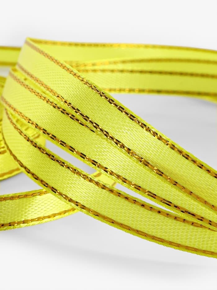 Лента атласная, с золотым люрексом, 6 мм, 23±1 м, жёлтая №015