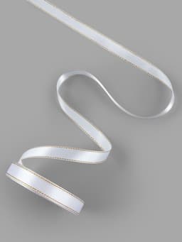 Лента атласная, с золотым люрексом, 15 мм, 23±1 м, белая №001