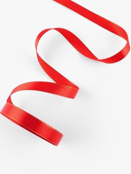 Лента атласная, с золотым люрексом, 15 мм, 23±1 м, красная №026