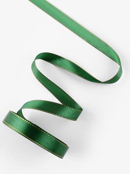 Лента атласная, с золотым люрексом, 15 мм, 23±1 м, зелёная №049