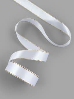 Лента атласная, с золотым люрексом, 25 мм, 23±1 м, белая №001