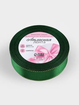 Лента атласная, с золотым люрексом, 25 мм, 23±1 м, зелёная №049