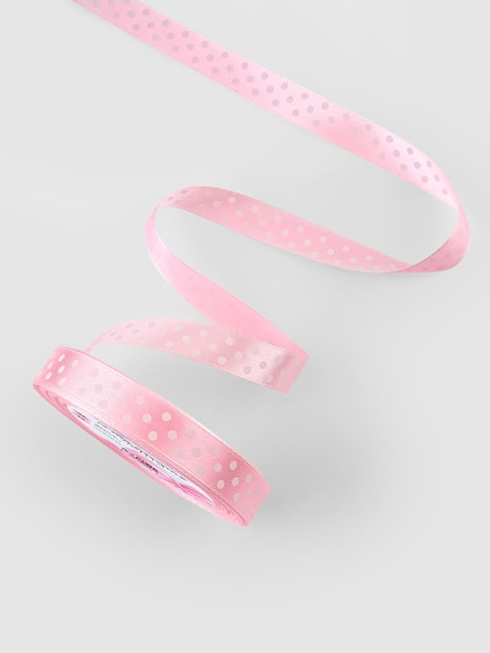 Лента атласная «Горошек», 15 мм, 23±1 м, розовая №004