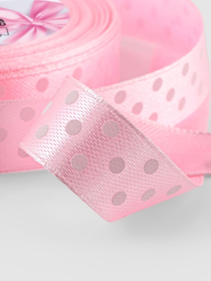 Лента атласная «Горошек», 15 мм, 23±1 м, розовая №004