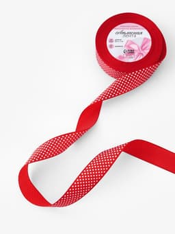 Лента атласная «Горошек», 25 мм, 23±1 м, красная №026