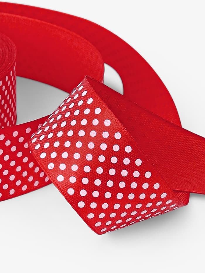 Лента атласная «Горошек», 25 мм, 23±1 м, красная №026