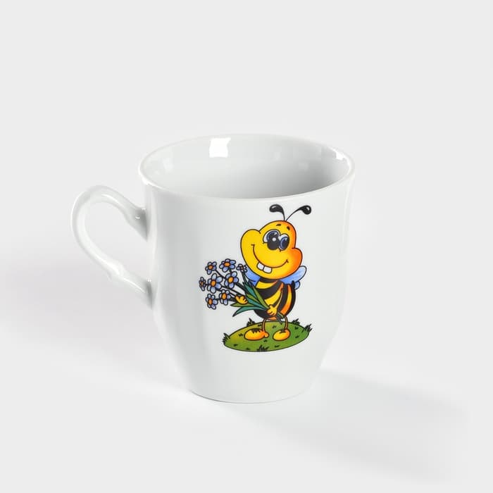 Кружка детская Добрушский завод «Пчёлы», 250 мл, фарфор, белая, рисунок МИКС