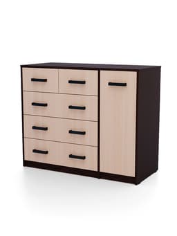 Комод для хранения «Клик Мебель», с 5 выдвижными ящиками, с дверью, 1100×480×900 мм, цвет венге тёмный/венге светлый