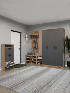 Шкаф трёхстворчатый распашной «Клик Мебель», 1210×500×2100 мм, цвет дуб вотан/тёмно - серый