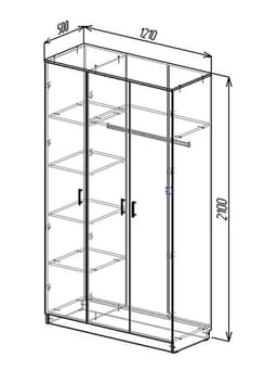 Шкаф трёхстворчатый распашной «Клик Мебель», 1210×500×2100 мм, цвет дуб вотан/тёмно - серый