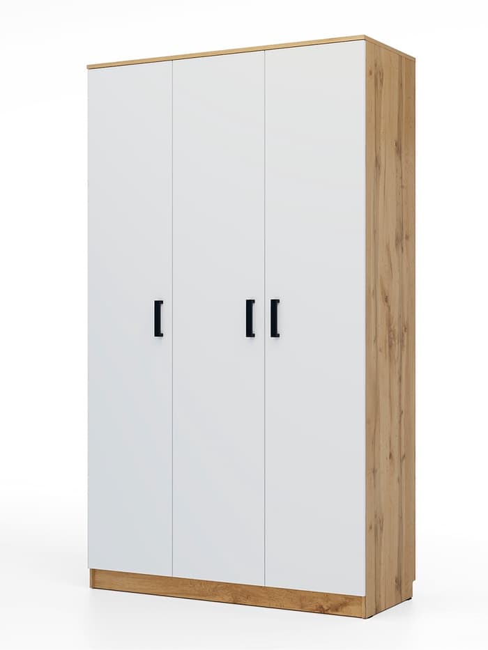 Шкаф трёхстворчатый распашной «Клик Мебель», 1210×500×2100 мм, цвет дуб вотан/белый