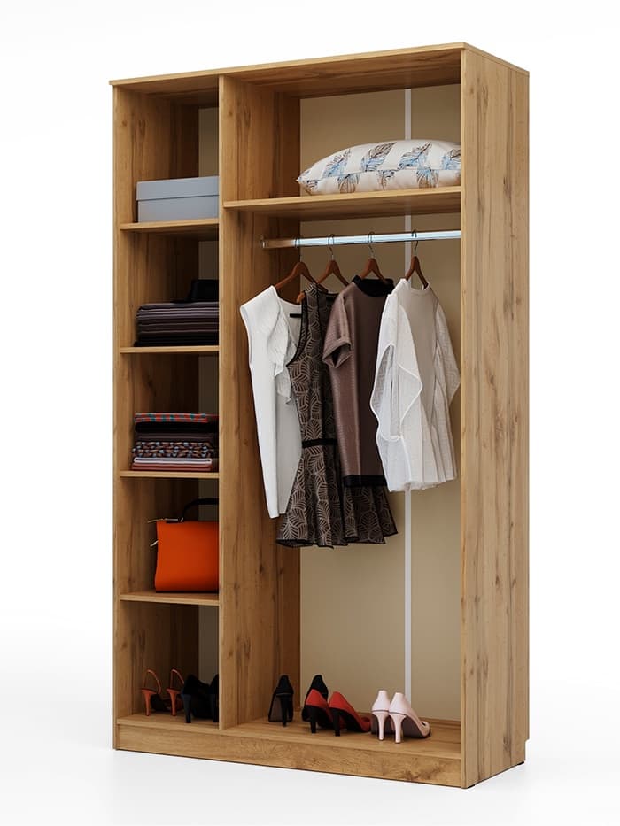 Шкаф трёхстворчатый распашной «Клик Мебель», 1210×500×2100 мм, цвет дуб вотан/белый