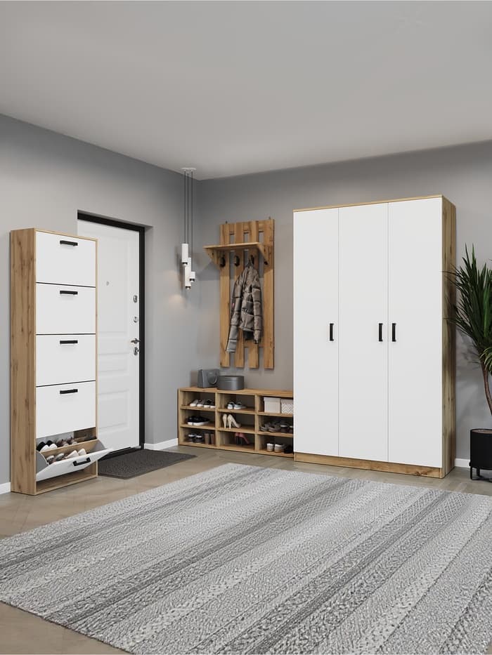 Шкаф трёхстворчатый распашной «Клик Мебель», 1210×500×2100 мм, цвет дуб вотан/белый