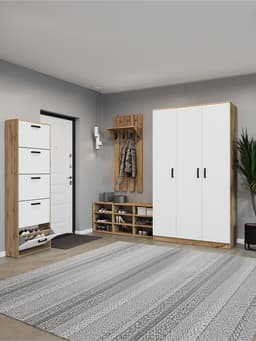 Шкаф трёхстворчатый распашной «Клик Мебель», 1210×500×2100 мм, цвет дуб вотан/белый