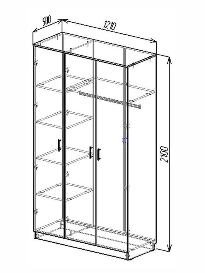 Шкаф трёхстворчатый распашной «Клик Мебель», 1210×500×2100 мм, цвет дуб вотан/белый