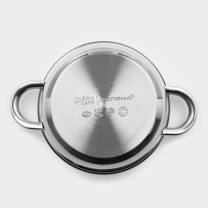 Кастрюля Доляна «Классика», 1.5 л, d=17.5 см, с крышкой, капсульное дно, нержавеющая сталь, хромированная