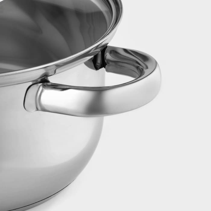 Кастрюля Доляна «Классика», 2.2 л, d=19 см, с крышкой, капсульное дно, нержавеющая сталь, хромированная