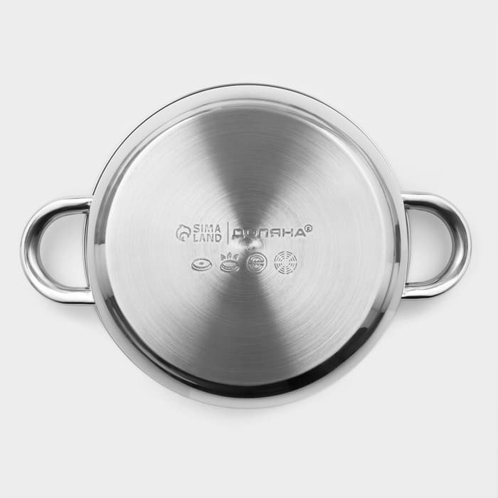 Кастрюля Доляна «Классика», 2.2 л, d=19 см, с крышкой, капсульное дно, нержавеющая сталь, хромированная