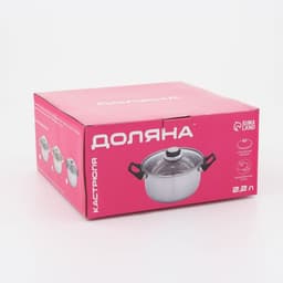 Кастрюля Доляна «Роскошь», 2.2 л, d=19 см, со стеклянной крышкой, капсульное дно, нержавеющая сталь, хромированная