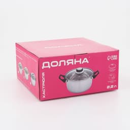Кастрюля Доляна «Роскошь», 2.2 л, d=19 см, со стеклянной крышкой, капсульное дно, нержавеющая сталь, хромированная