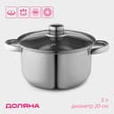 Кастрюля Доляна «Классика», 3 л, d=20 см, с крышкой, капсульное дно, нержавеющая сталь, хромированная