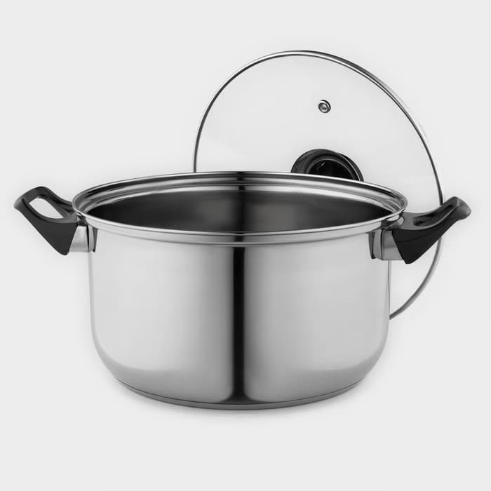 Кастрюля Доляна «Чёрная ночь», 3 л, d=20 см, с крышкой, капсульное дно, нержавеющая сталь, хромированная