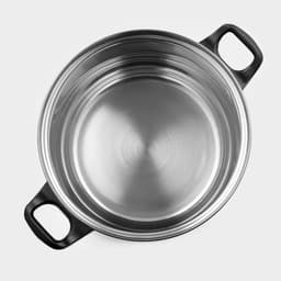 Кастрюля Доляна «Чёрная ночь», 3 л, d=20 см, с крышкой, капсульное дно, нержавеющая сталь, хромированная