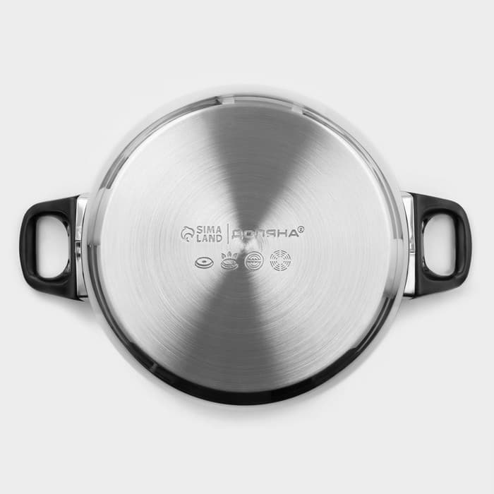 Кастрюля Доляна «Чёрная ночь», 3 л, d=20 см, с крышкой, капсульное дно, нержавеющая сталь, хромированная