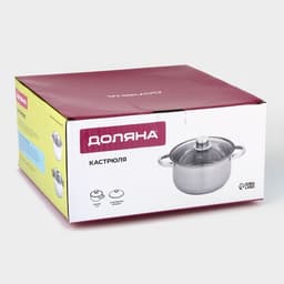 Кастрюля Доляна «Чёрная ночь», 3 л, d=20 см, с крышкой, капсульное дно, нержавеющая сталь, хромированная