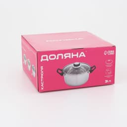 Кастрюля Доляна «Роскошь», 3 л, d=20 см, с крышкой, нержавеющая сталь, капсульное дно