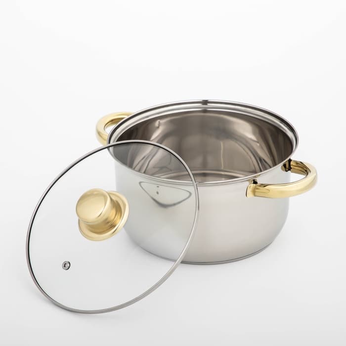 Кастрюля Доляна «Роскошь», 3 л, d=20 см, с крышкой, нержавеющая сталь, капсульное дно