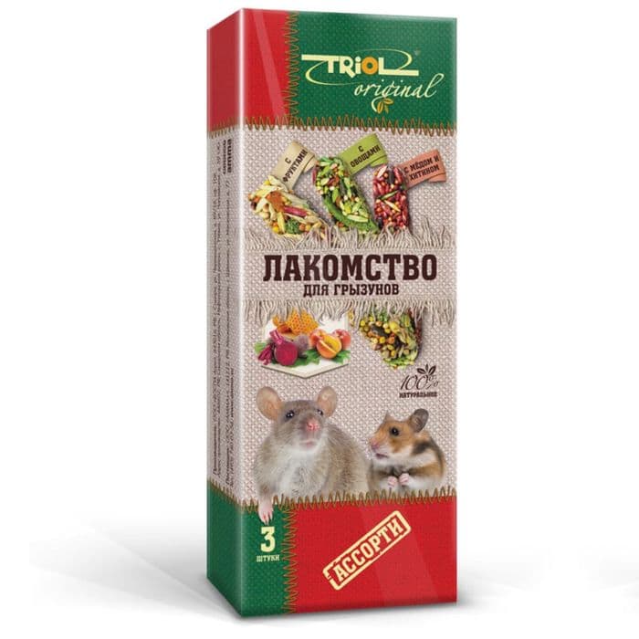Лакомство Triol для грызунов, ассорти, 75 г