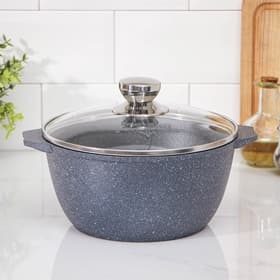 Кастрюля Мечта «Гранит», 3 л, d=22 см, со стеклянной крышкой, антипригарное покрытие, литой алюминий, серая
